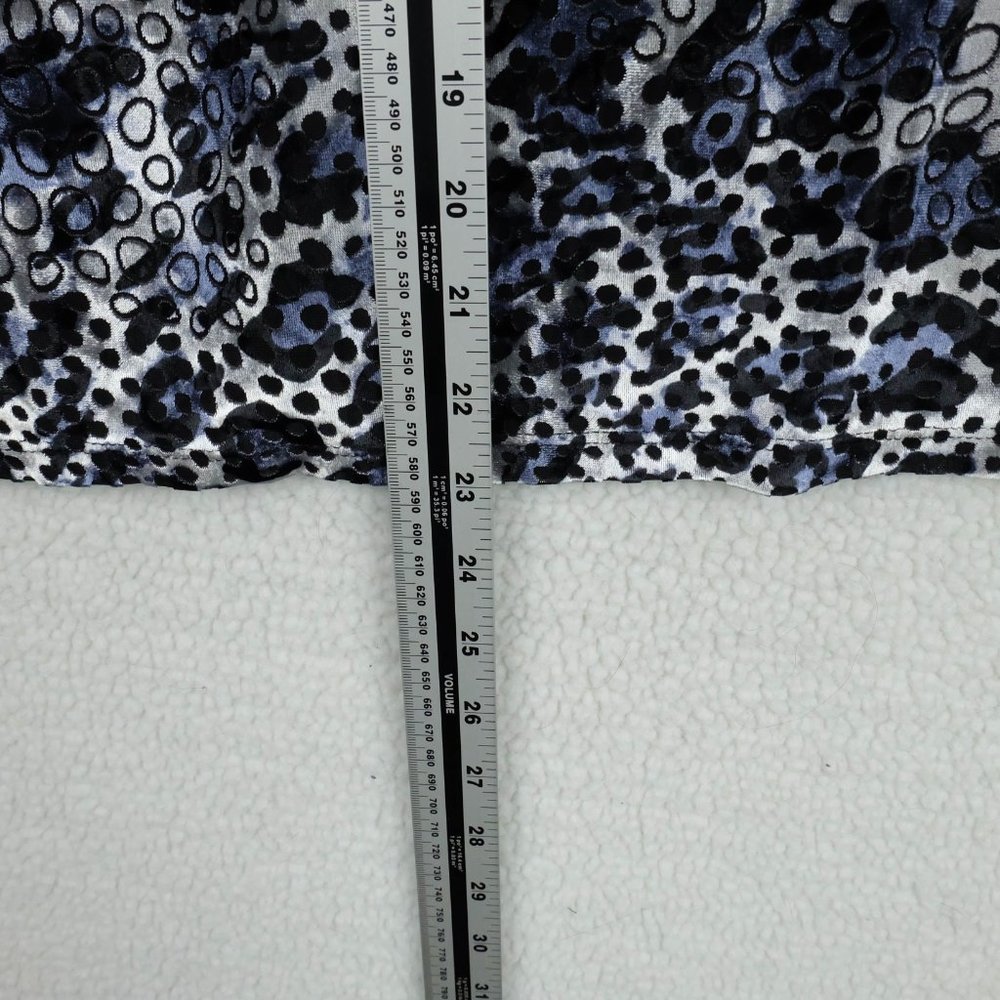 Vintage T Shirt Womens Petite Large White Blue Geometric Long Sleeve 80s - Picture 7 of 9